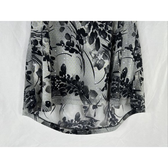 Cocomo Sleeveless Top Blouse Women Size L Gray Black Floral Chain Necklace - Picture 9 of 13